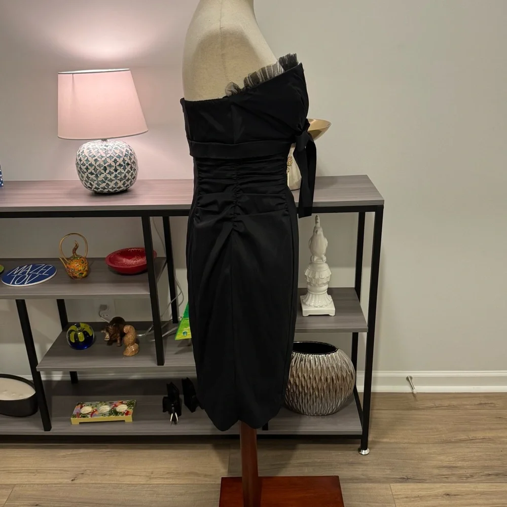 Xscape by Joanna Chen Black Strapless Cocktail Dress | Size 8